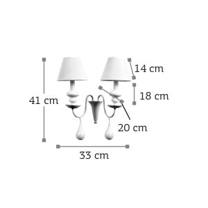 InLight Επιτοίχιο φωτιστικό από λευκό μέταλλο και υφασμάτινο καπέλο (43333-2Φ-Λευκό)