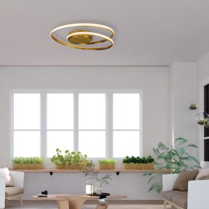 InLight Πλαφονιέρα οροφής LED 36W 3000K από αλουμίνιο σε χρυσαφί απόχρωση D:45cm (42028-GL)