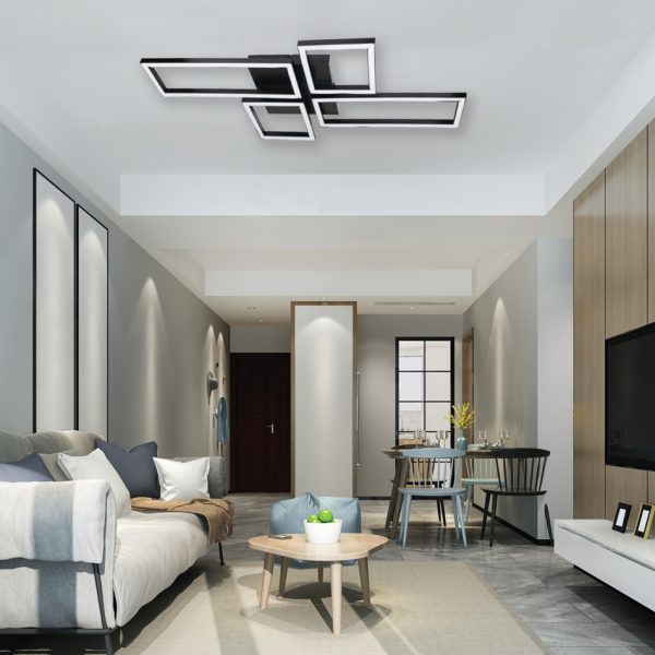 InLight Πλαφονιέρα οροφής LED 60W 3CCT σε μαύρη απόχρωση D:95cm (6048-BL)