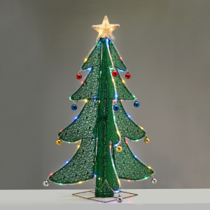 X05481533 ^3D TINSEL FOLDABLE TREE WITH STAR 52 LED ΠΟΛΥΧΡΩΜΑ&ΘΕΡΜΟ ΑΣΤΕΡΙ 40*40*93cm IP44 5m ΚΑΛ^